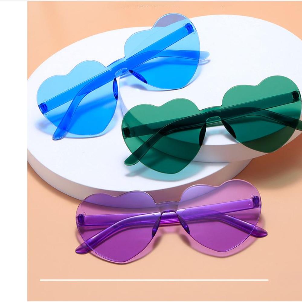 Transparent Jelly Color Love Heart Sunglasses For Men And Women Peach Heart Sunglasses