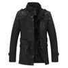 Luxury Men's PU Leather Jacket - Fleece Lined Warm Winter Coat for Casual Windproof Outfits