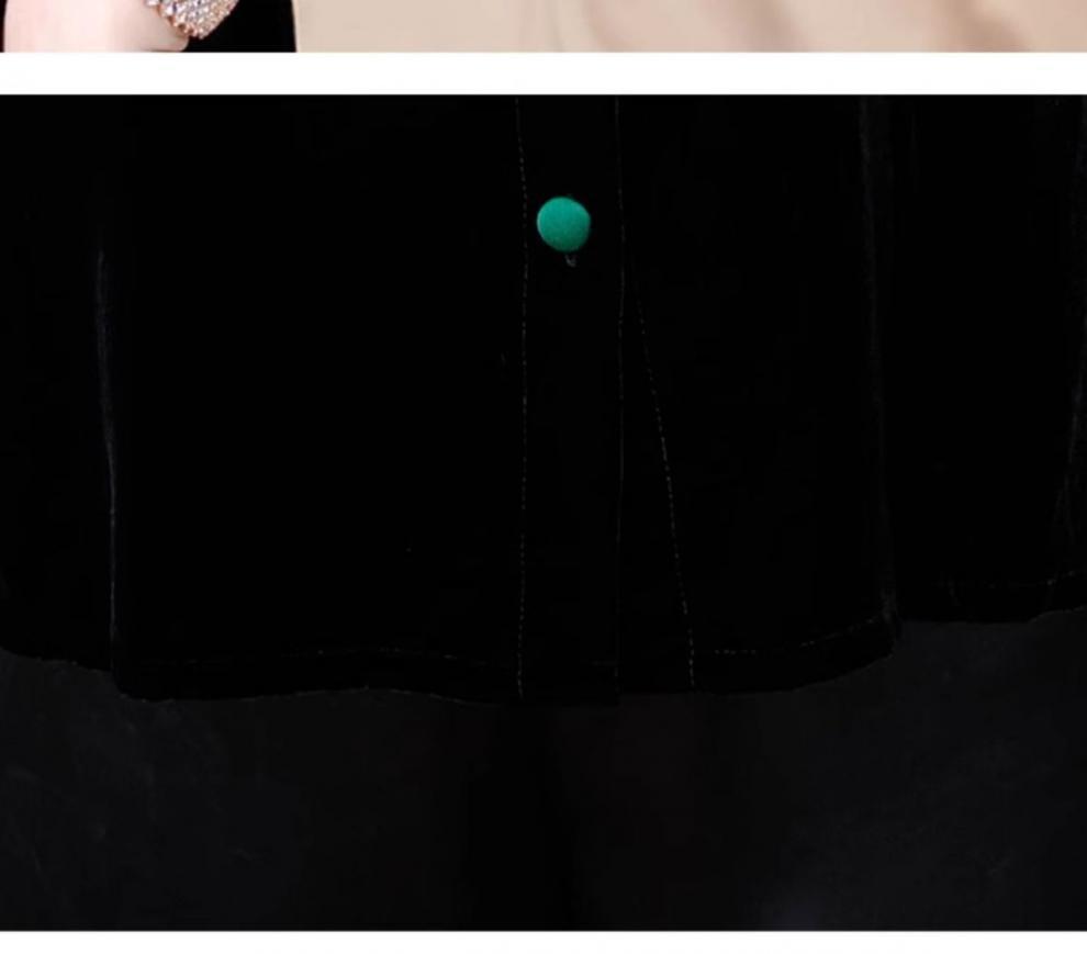 Женское черное бархатное пальто - Новый китайский стиль Весна/Осень Свободный кардиган