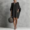 2026 Casual Loose Batwing Sleeve Midi Dress Cotton Linen Blend Women