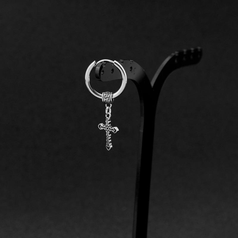 Gothic Black Pendants Cross Earrings for Teens Single Earing Crosses Medical Surgical Steel Piercing One Ear Ring Cool Stuff