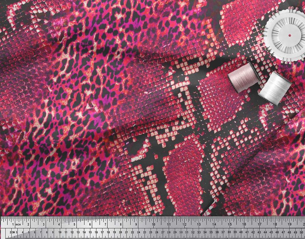 Soimoi Оранжевая японская креп-сатиновая ткань с принтом леопарда и змеиной кожи животных ткань для рукоделия по метрам 42 дюйма