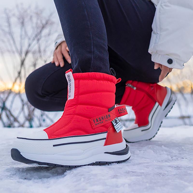 2024 Winter New Thick Couple Snow Boots Plus Velvet Warm Side Zipper Outdoor Casual Short Boots Cold Resistance Men Cotton Shoes