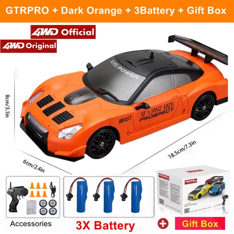 4WD Remote Control Drift Car 4X4 High Speed Racing RC Car with LED Lights RTR Radio Truck Vehicle Model Toy Gift for Kids Adults