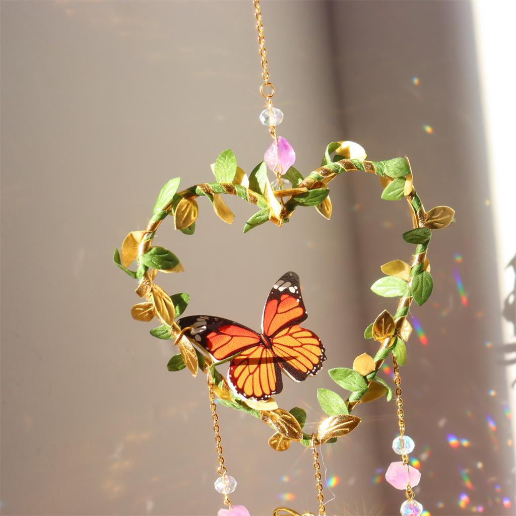 New Style Star Moon Crystal Wind Chime Butterfly Hanging Rainbow Chaser Diamond Prisms Pendant Dream Catcher Home Garden Decor