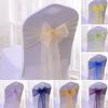 5Pcs Organza Chair Sashes Bright Color Silky Wedding Decoration Clear Chair Cover Back Ties Wedding Reception Event Decor