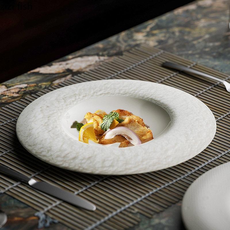 Керамическая обеденная тарелка Креативная текстура камня Мелкая тарелка Паста Тарелка для закусок Десертные тарелки Стейк Тарелки Домашняя посуда