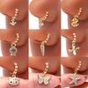 Gaby Cat Head Nose Stud with Butterfly, Five-Star, and Crown Designs - Piercing Jewelry