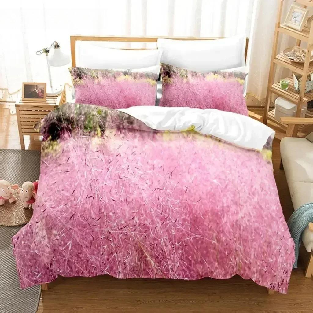 Floral Duvet Cover Sets Double Bed Scenic Quilt Cover Single Bed Queen Bedding Set With Pillowcase Polyester