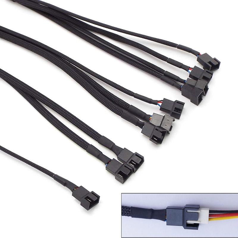 PWM Splitter 1/2/3pin 4pin Adapter Cable CPU Fan Splitter PC Extension Power Cable 1 To 1/2/3/4 Ways Cord