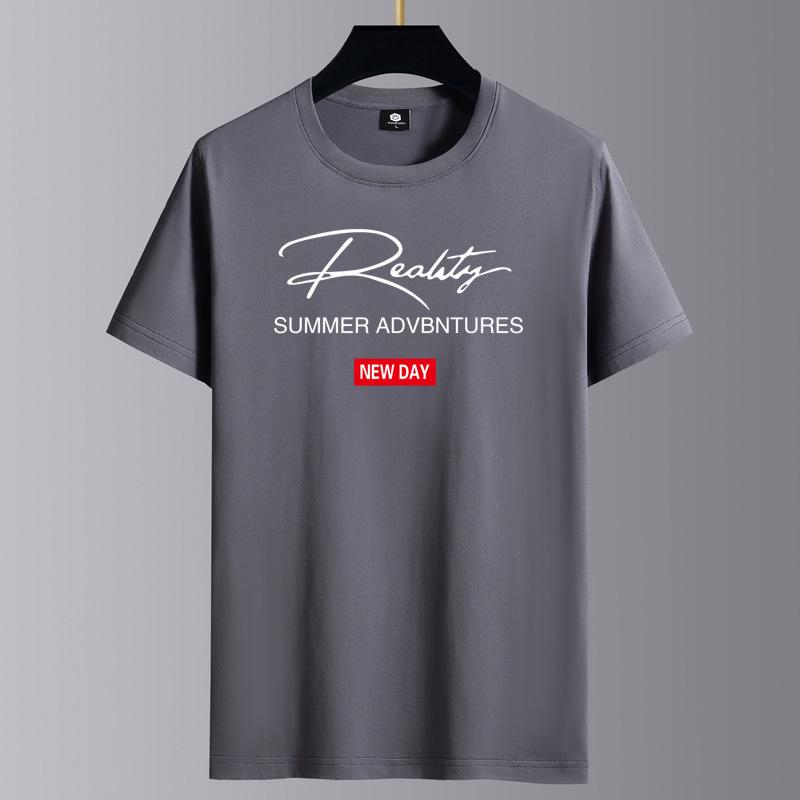 Мужская модная повседневная футболка свободного кроя с круглым вырезом и коротким рукавом