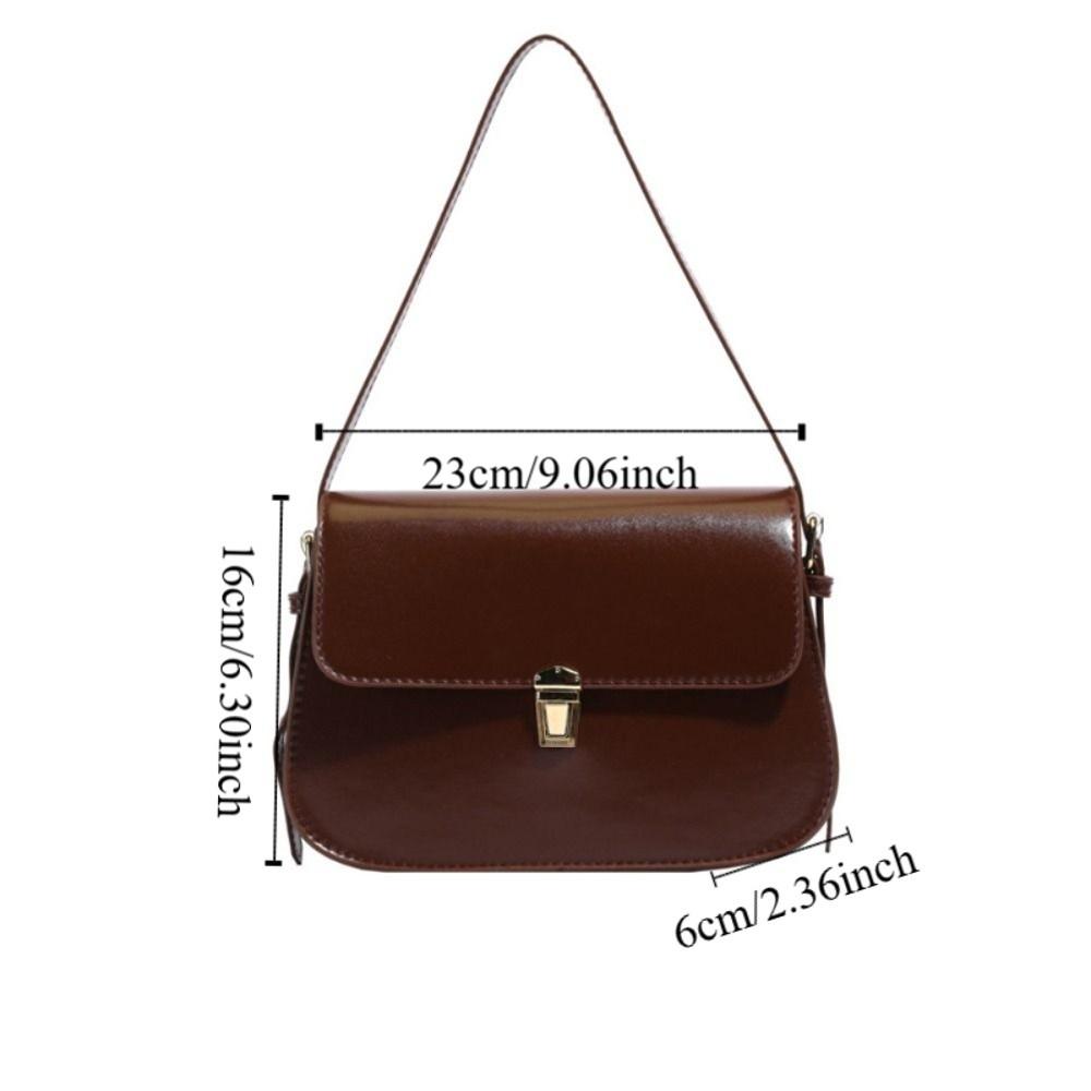Portable Vintage Buckle Shoulder Bag PU Leather Solid Color Retro Underarn Bag Cuasal Leisure Women's Armpit Bag Daily