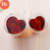 Привет термостойкая кофейная чашка с двойными стенками, прозрачное сердце в форме любви, стеклянная кружка для молока, сока, чая