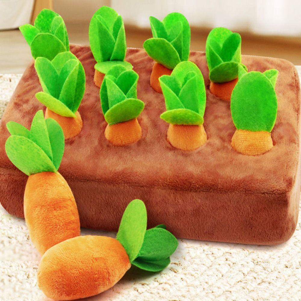 Plush Carrot Dog Toys 6/8 Hole Interactive Training Toys Mental Stimulation