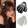 Decorative Hair Clips for Festivals Halloween Skeleton Hand Claw Clip Women, Mini Gothic Clip, Acrylic Skull Accessory with Sequins Thick and