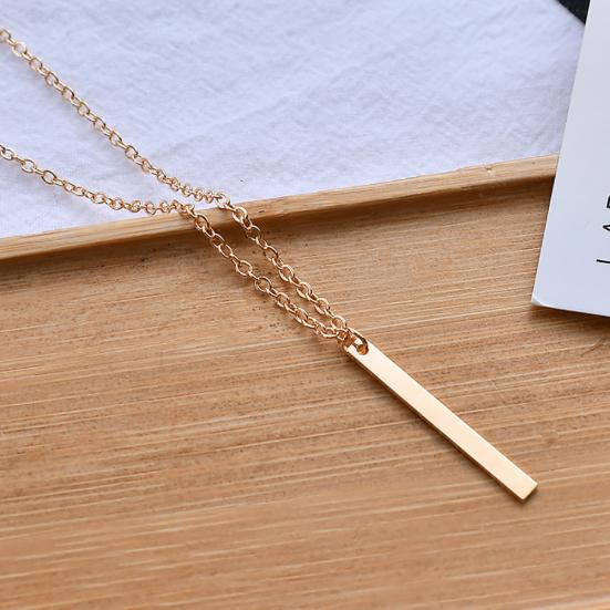 Women Metal Bar Charm Dangle Chain Pendant Necklace