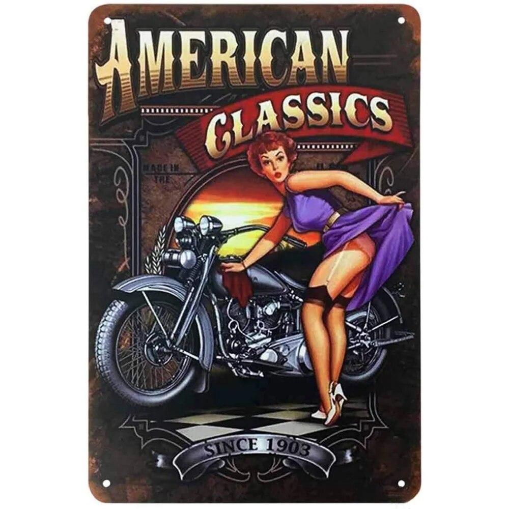 Hot Garage Pinup Girls Rod Metal Tin Signs Posters Plate Wall Decor for Garage Bars Man Cave Cafe Clubs Retro Posters Plaque