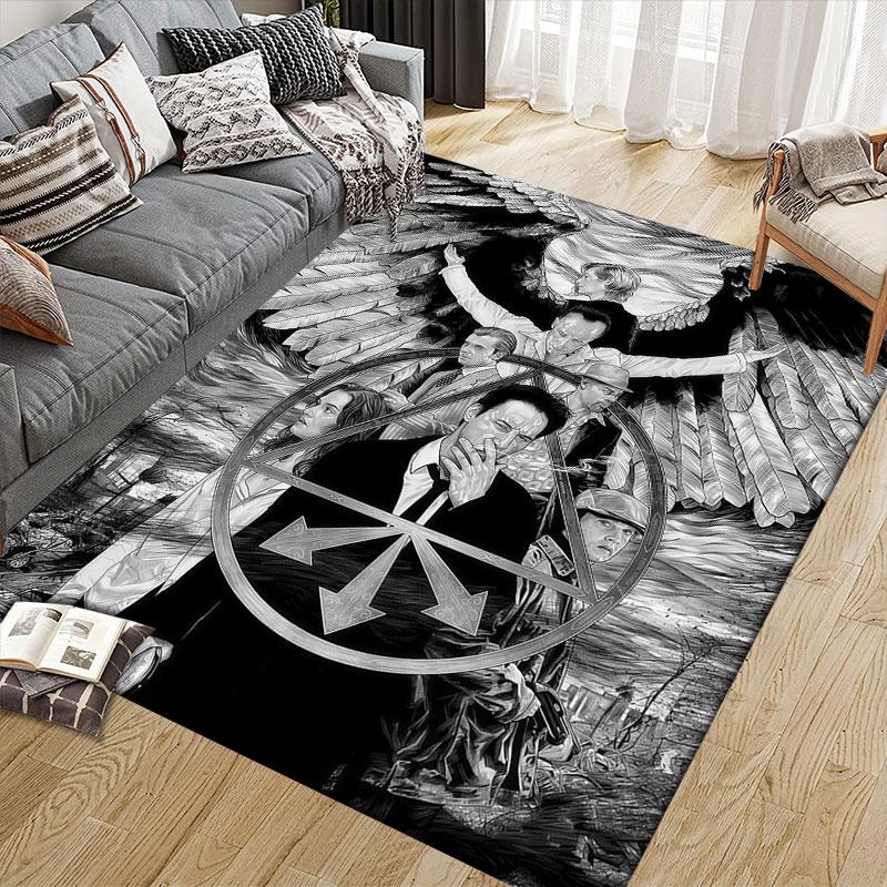 Constantine Flannel Printed Carpet, Home Sofa Decoration for Living Room & Bedroom, Non‑Slip Play Flannel Floor Mat for Game Room