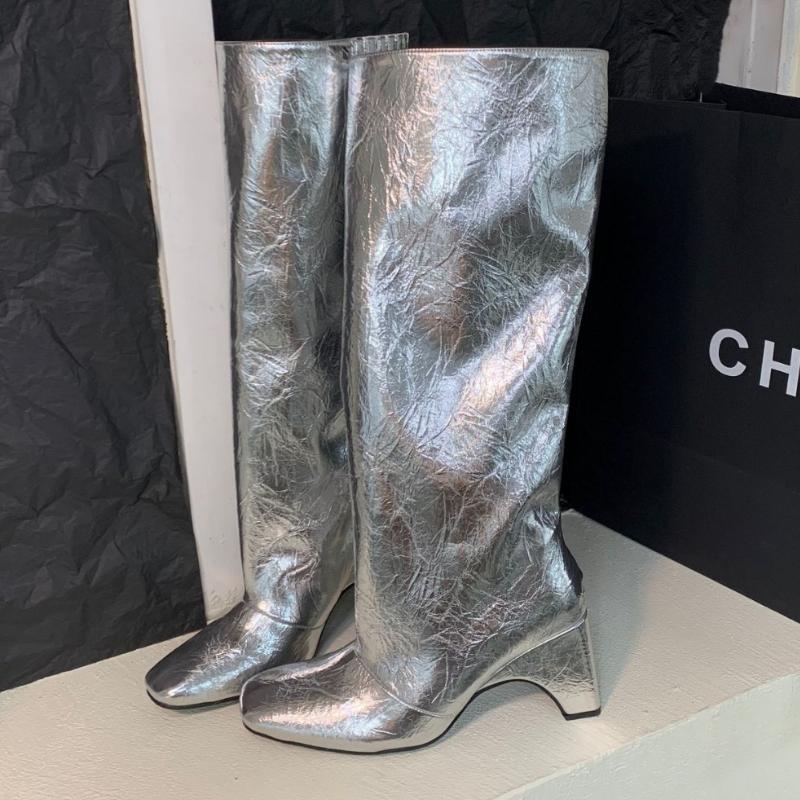 New Designer Women Knee High Boots  Winter Street Style Square High Heel Long Boots Fashion Modern Boots Botas De Mujer