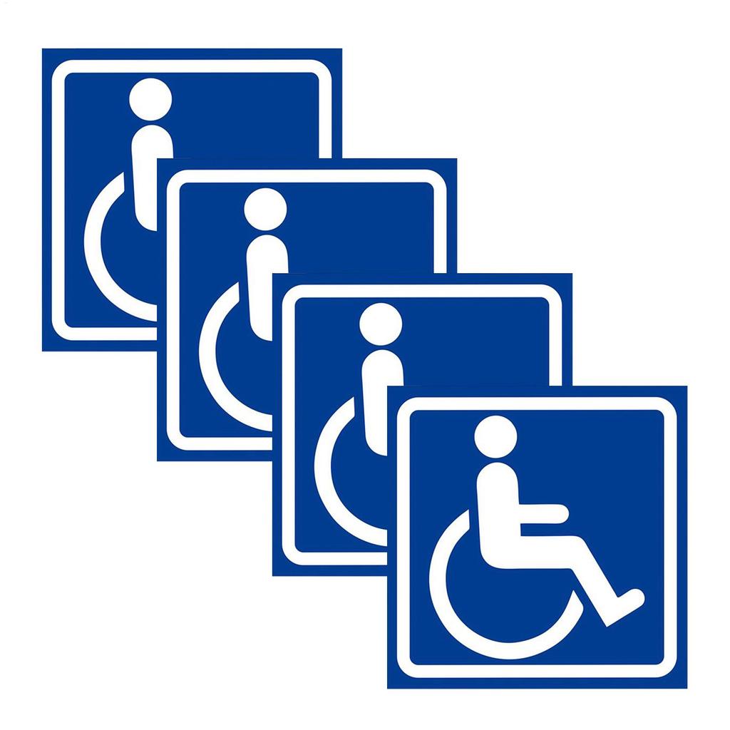 4 шт. Знак для инвалидов ADA Инвалидность Мобильность Парковка Наклейка на автомобиль ПВХ Наклейка Для автобуса Автомобиля Дома Больницы Общественных мест Парковка