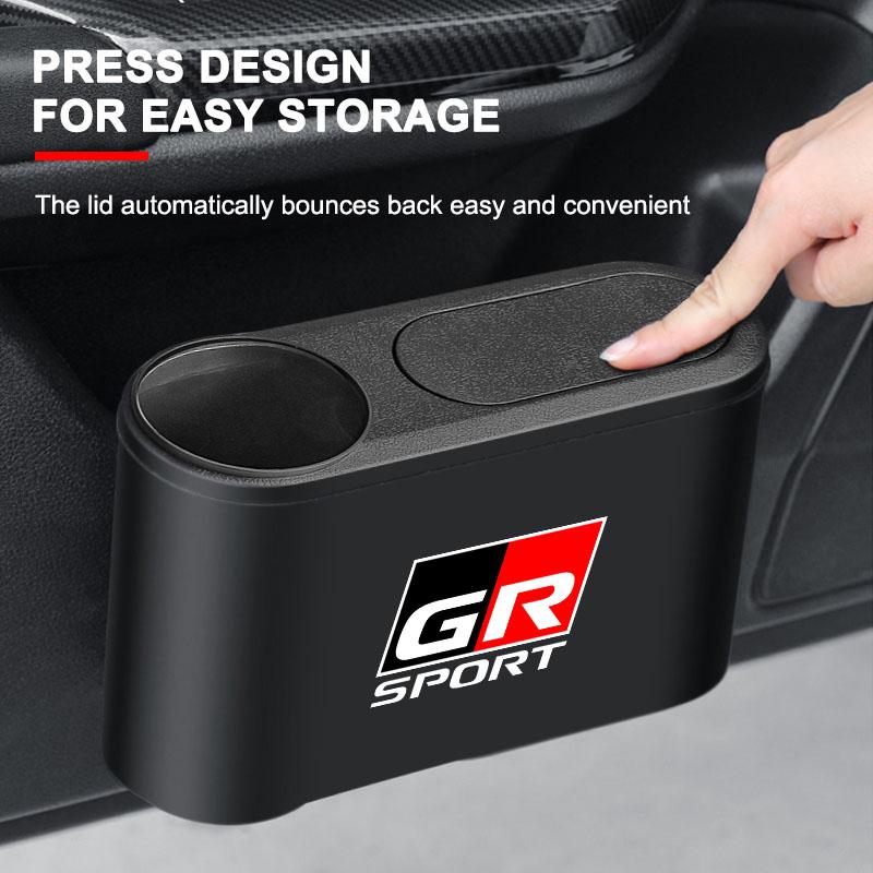 Hanging Car Trash Can Auto Emblem Garbage Box Accessories for Toyota Trd Corolla Yaris Aygo Prius CHR Camry Auris Avensis Land