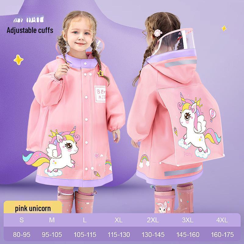 Детский плащ-пончо Bemei из ЭВА - Новый стиль для девочек, с местом для школьного рюкзака, цельный для детского сада и школы