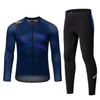 Santic Men's Cycling Jersey Set, Long Sleeve, Windproof, for Fall and Winter Cycling, Cycling Pants, and Road Bikes (Navy 084, Small)
