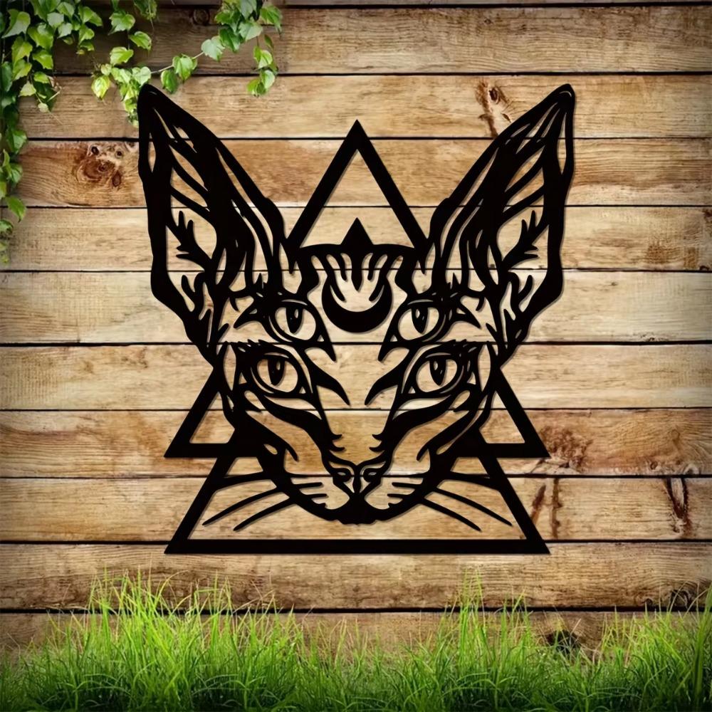 1pc Sphynx Cat Metal Wall Art - Gothic Indoor Decoration, Hairless Cat Design for Unique Room Décor, Perfect Wall Art Gift