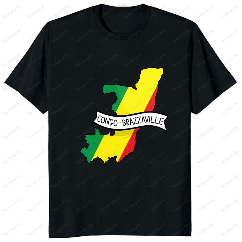 Футболка с принтом карты страны Конго COD Киншаса, с коротким рукавом, летняя модная одежда, свободная футболка, хип-хоп, кэжуал, хипстерская, мужская