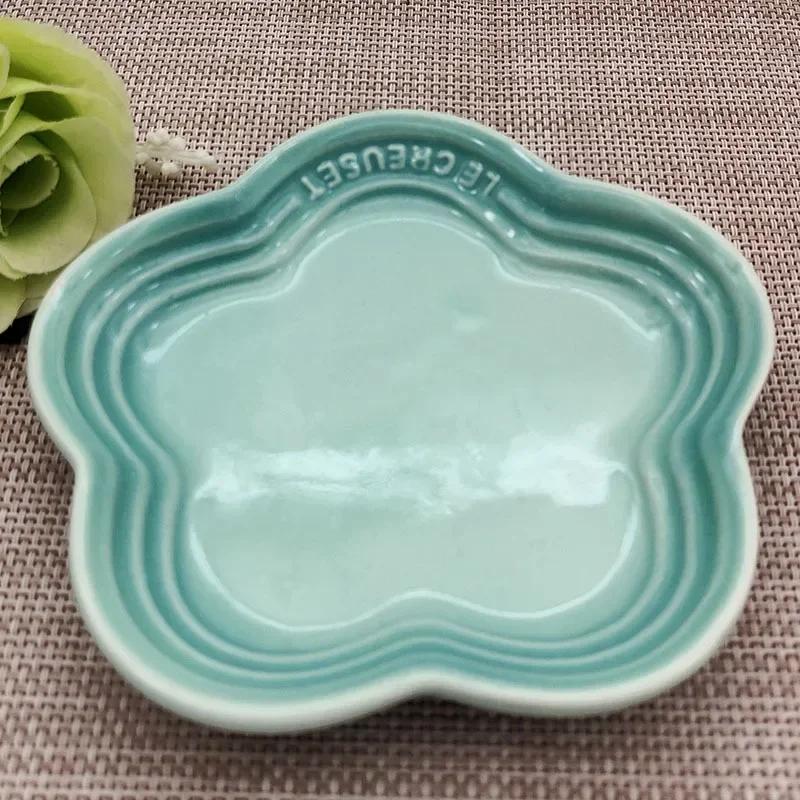 5.5inches Plum Blossom Small Plate French Cool Color Cake Dessert Dish Ceramic Tableware Pet Gradual Spike Bone Plate Tableware