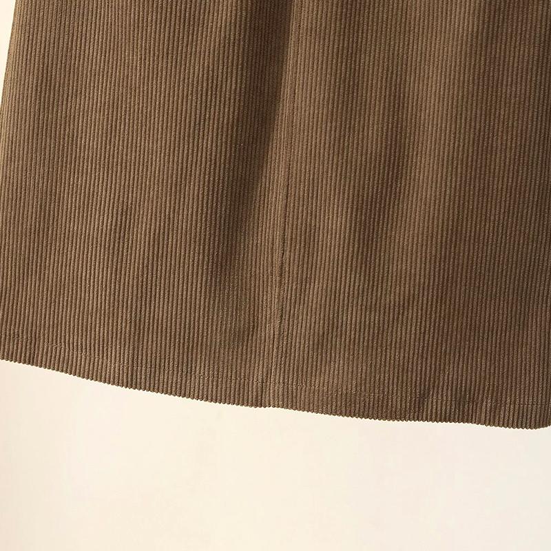 Женская мода с высокой талией для похудения, вельветовая юбка трапециевидной формы, длинное платье, утепленное повседневное однотонное платье