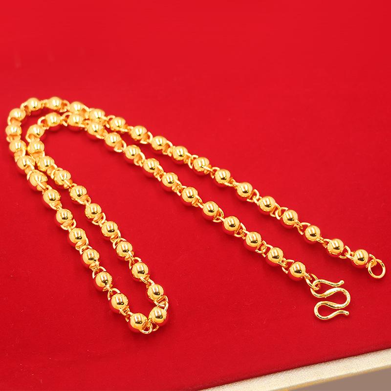 Vietnam Sand Gold Electroplated Copper Men's Buddhist Bead Necklace