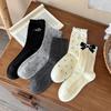 Ballet-style Socks for Women, Lace Mid-calf Socks, Autumn Sweet Bow Polka Dot Pile Socks for Women