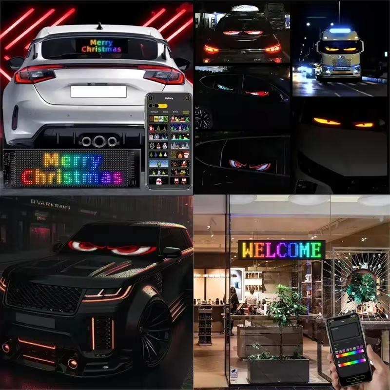 RGB LED Матричная Пиксельная Панель Гибкая Водонепроницаемая Бегущая Строка Рекламная Вывеска Bluetooth APP Программируемый Экран для Автомобильного Дисплея