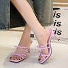 Fashion Women's Fashion Stiletto High Heels Summer New Square Head Butterfly Knot Thin Strap Comfortable Temperament Sandals