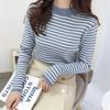 Women Striped Mock Neck Sweaters Slim Elastic Long Sleeve Casual Pullovers Knitted Warm Tops For Women 2023 Autumn Winter