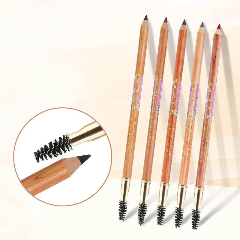 Double-ended Eyebrow Pencil Eyebrow Brush Tattoo Waterproof Non-smudge Hard Core Wooden Eyebrow Pencil