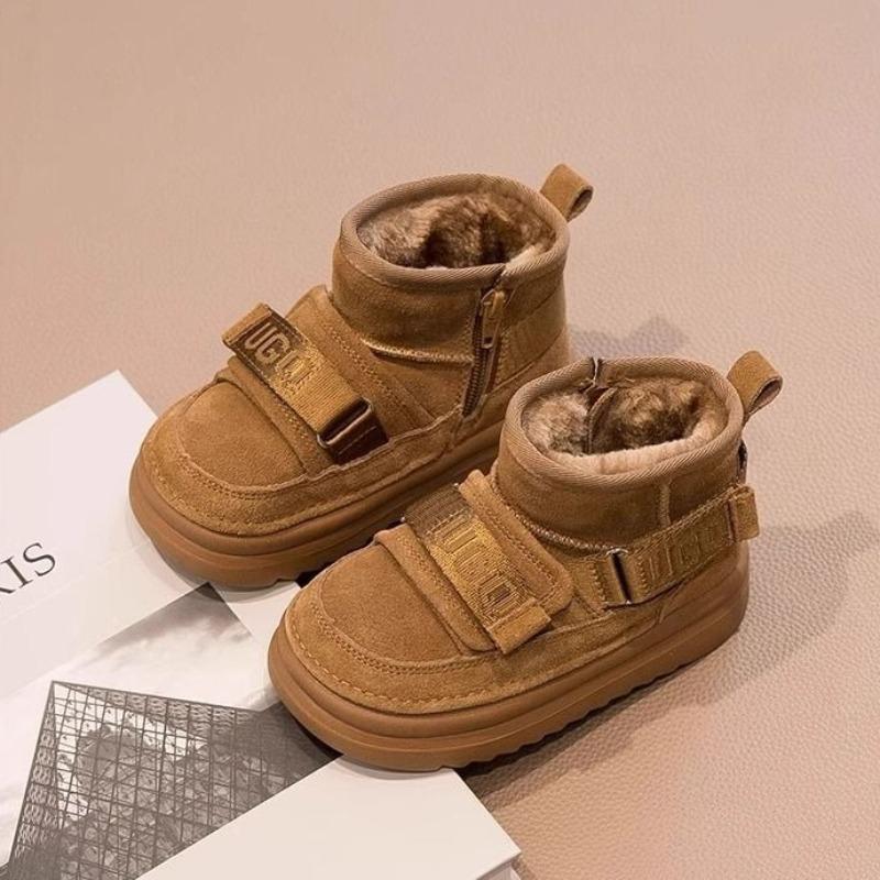 Зимние детские сноубутсы, утепленные флисом хлопковые ботинки для мальчиков и теплые короткие ботинки для девочек