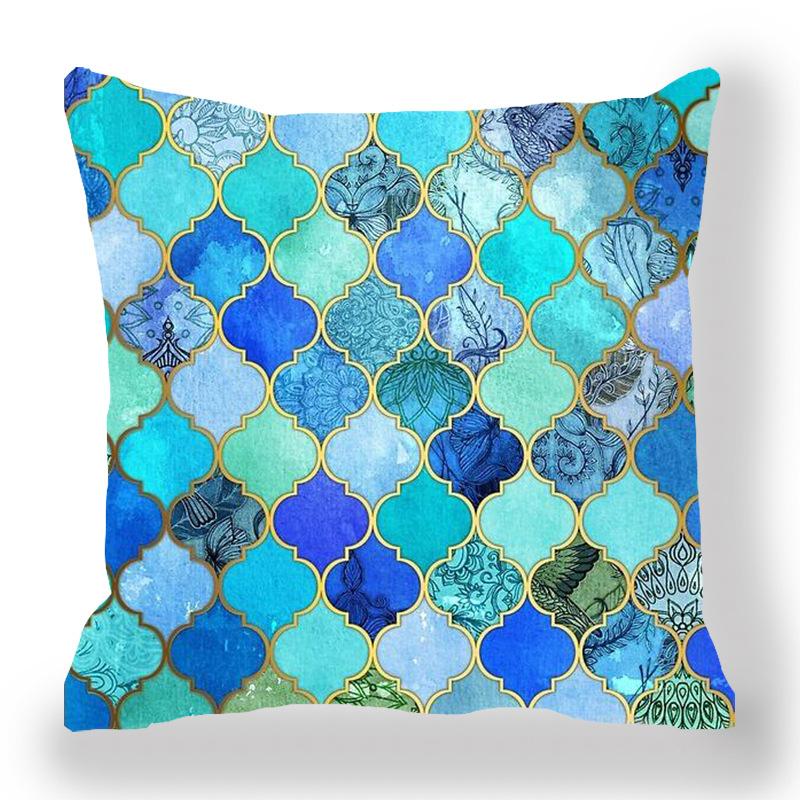 Nordic Style Checkered Pattern Digital Printing Short Plush Pillow Covers For Car Sofa Office Cushion Cover Home Goods 60X60Cm