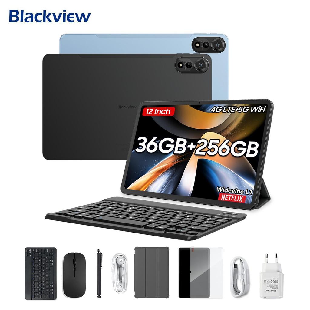 Blackview Планшет MEGA 2 Android 15 4G 12 дюймов 24 ГБ/36 ГБ ОЗУ 256 ГБ ПЗУ Widevine L1