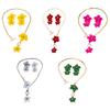 Flower Jewelry Set for Women Flower Pendant Necklace Dangle Earrings Set Floral Accessory for Wedding Dance Party