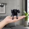 Fantasy Dog Figure 3D Printed Three-Headed Figurine, 3 Heads Black Sculpture, Red Eye Figurine Horror Mythical Animal Ornament for Home