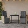 VidaXL Bistro Set with Cushions 3 Pcs, Chairs and Patio Table, Outdoor Terrace Furniture, Modern, Light Grey 3212598