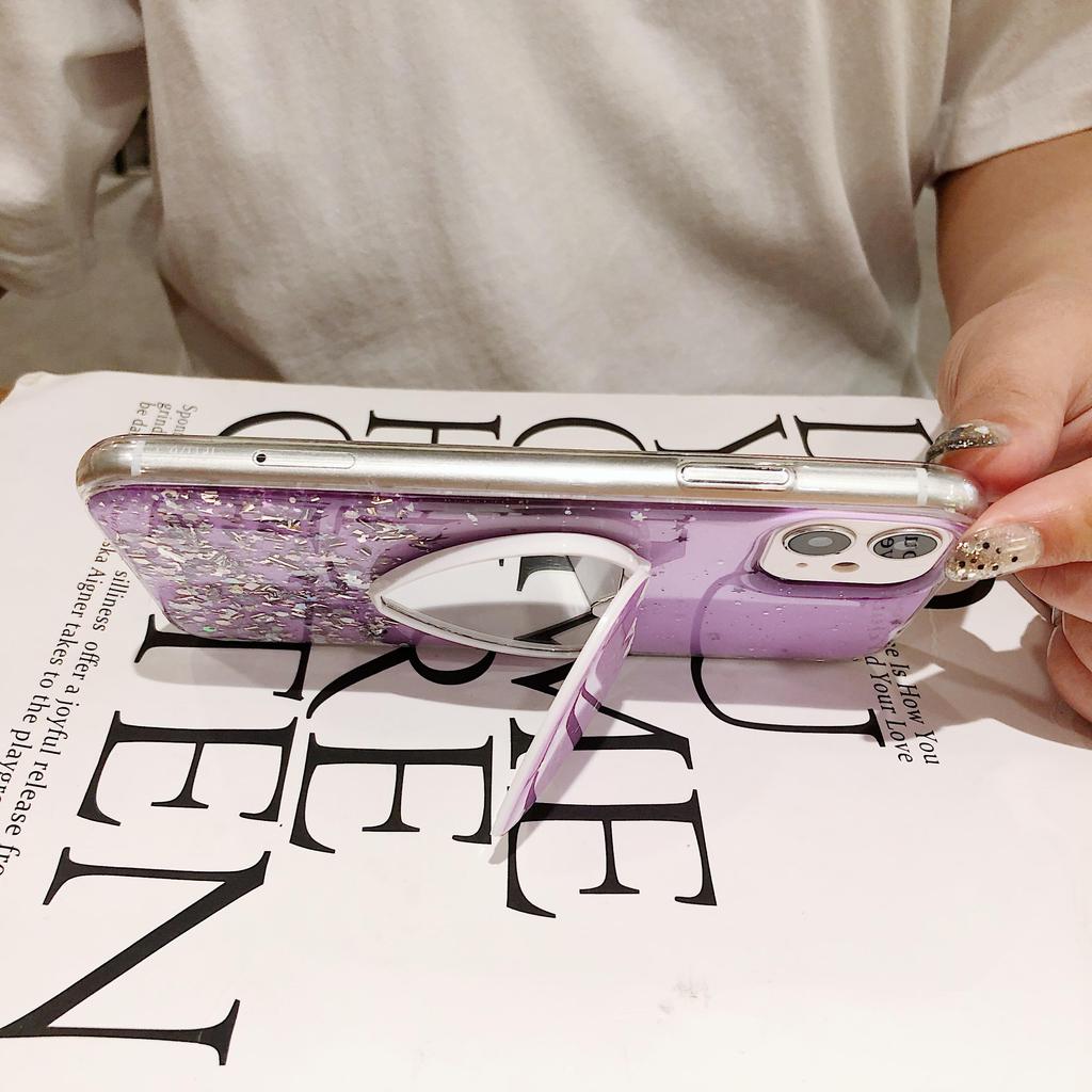 Зеркало для макияжа с изображением сердца любви, цветные блестки, блестящий прозрачный чехол для телефона с блестками для девочек для iPhone, Samsung, Xiaomi, прозрачный силиконовый противоударный чехол-подставка