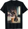 French Bulldog Drinking Iced Coffee Funny Animal T-Shirt unisex T-Shirt
