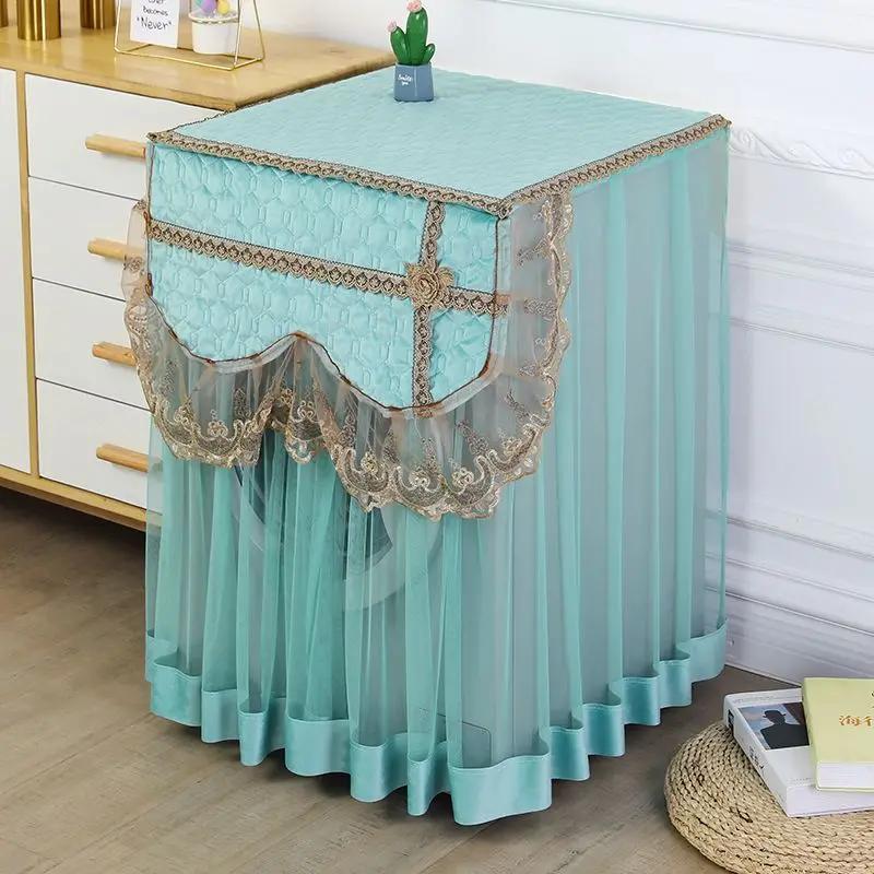 Пылезащитный чехол для стиральной машины с французским барабаном, хит продаж, тканевые чехлы для стиральных машин, синий кружевной пылезащитный чехол для стиральной машины