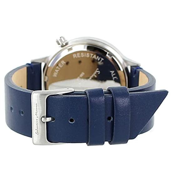 Унисекс модель кожаный ремень кожаные часы простые современные часы [Salvatore Mara] мужские женские [] SM20105-SSBL