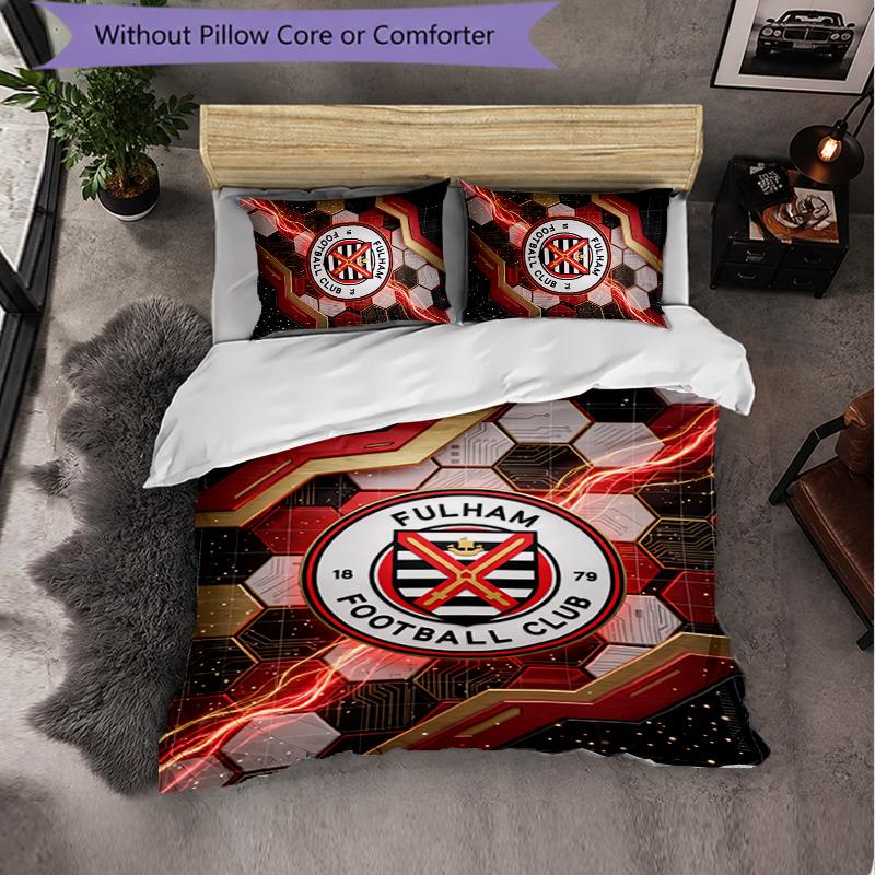 Fulham Football 3 Piece Bedding Set Soft Duvet Cover Set with Pillowcases Printed Bedroom Decor Set for Home
