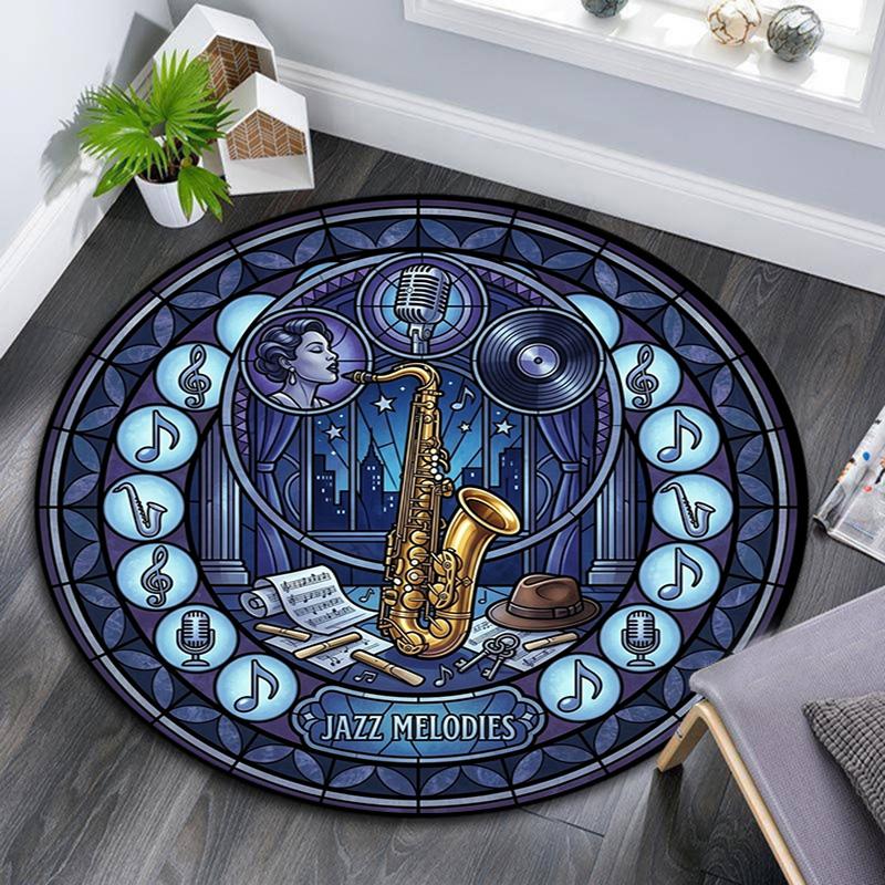 Musical Harmony Glass Round Area Rug Under Office Chairs Bedroom Living Room Home Decor