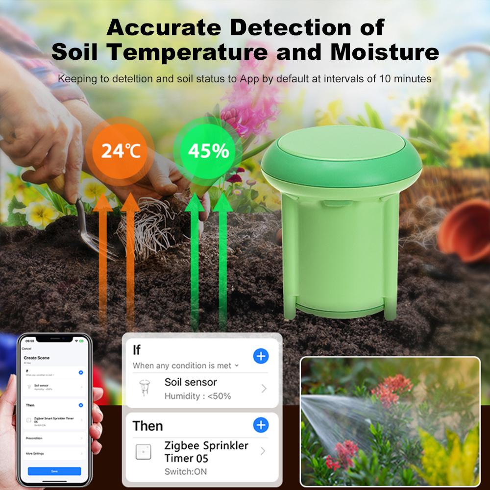 Tuya ZigBee smart Soil Tester Temperature and Humidity Sensor IP66 Grade Waterproof Plant Monitor Support Alexa Google Assistant